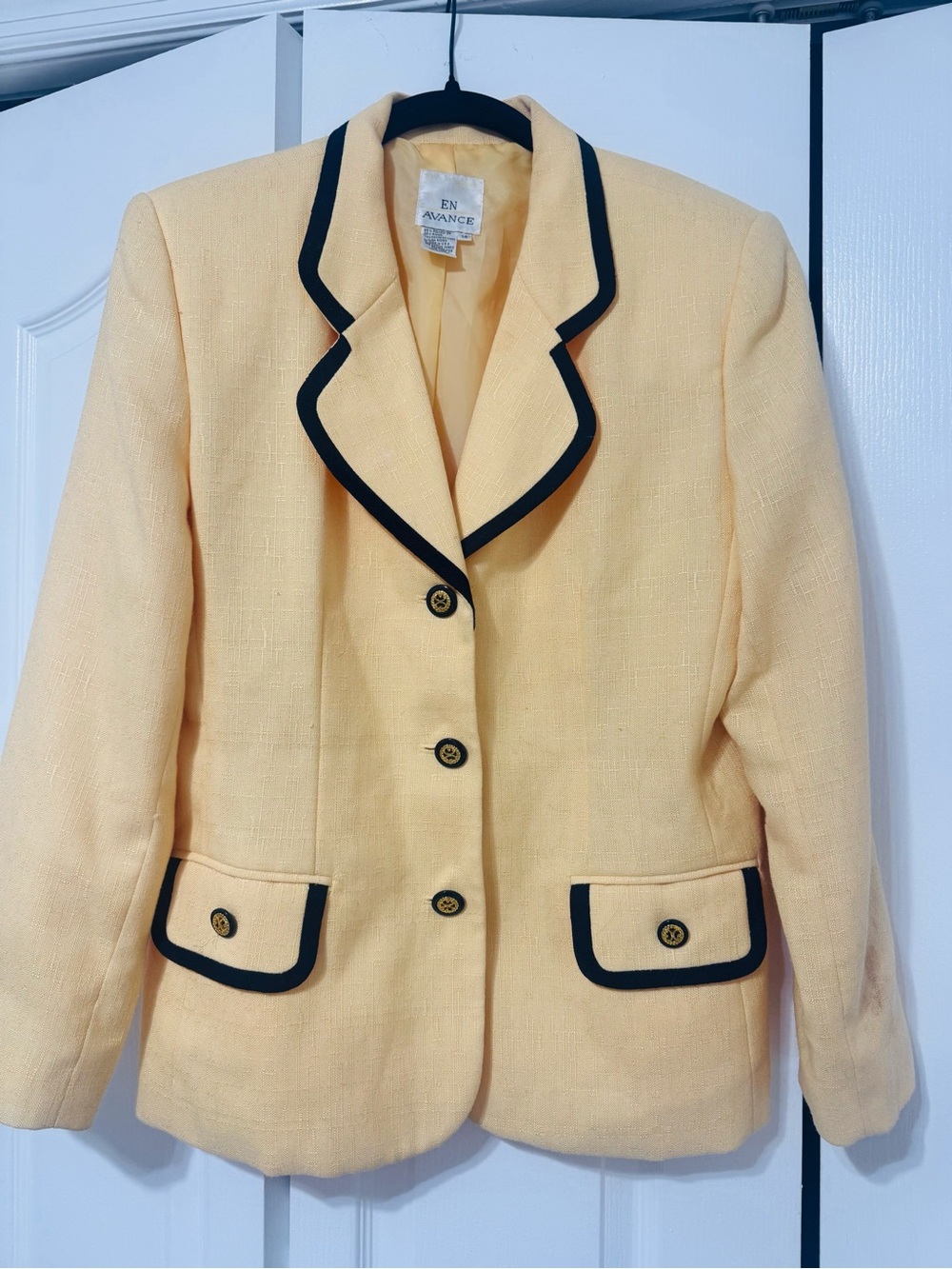 Women's Yellow Blazer with Black Trim